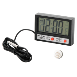 Termometr panelowy LCD z sondą -50 do+70'C + zegar
